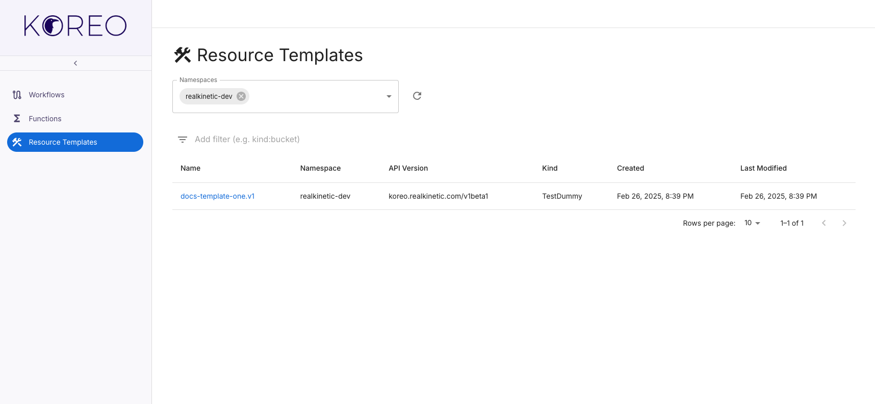 Koreo UI ResourceTemplates